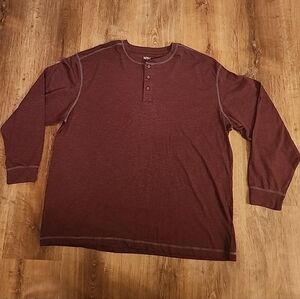 NWOT Redhead Men's Maroon Long Sleeve Henley w/gray stitching 2XL